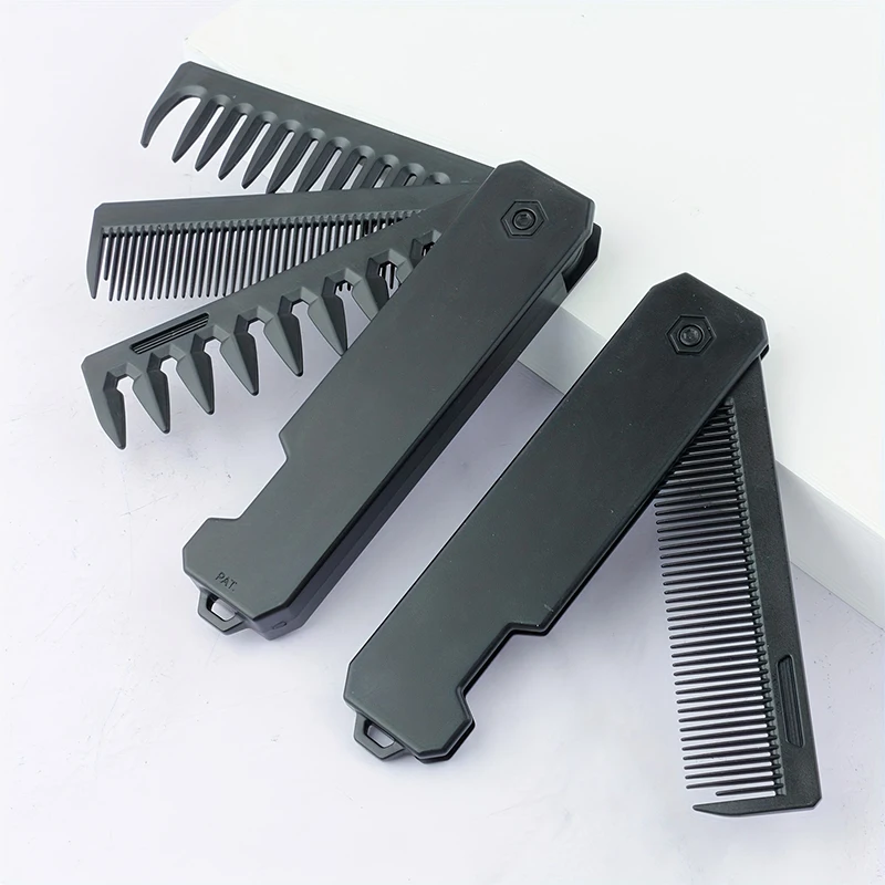 Men Grooming Hygiene - 3-in-1 Folding Beard Comb for Men,