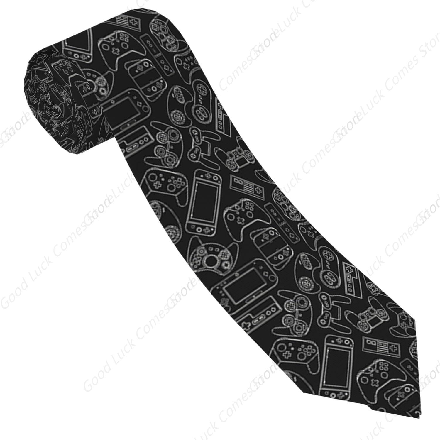 Men'S Grooming Video - Video Game Controller Black Men's Tie