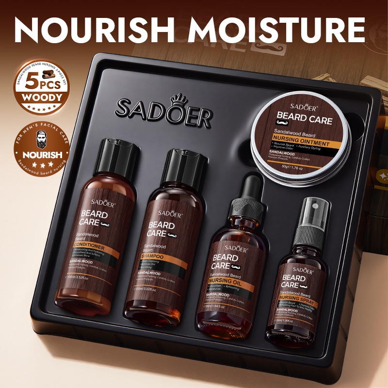 Men'S Grooming Tonic - Sandalwood Beard Care Kit 5 in