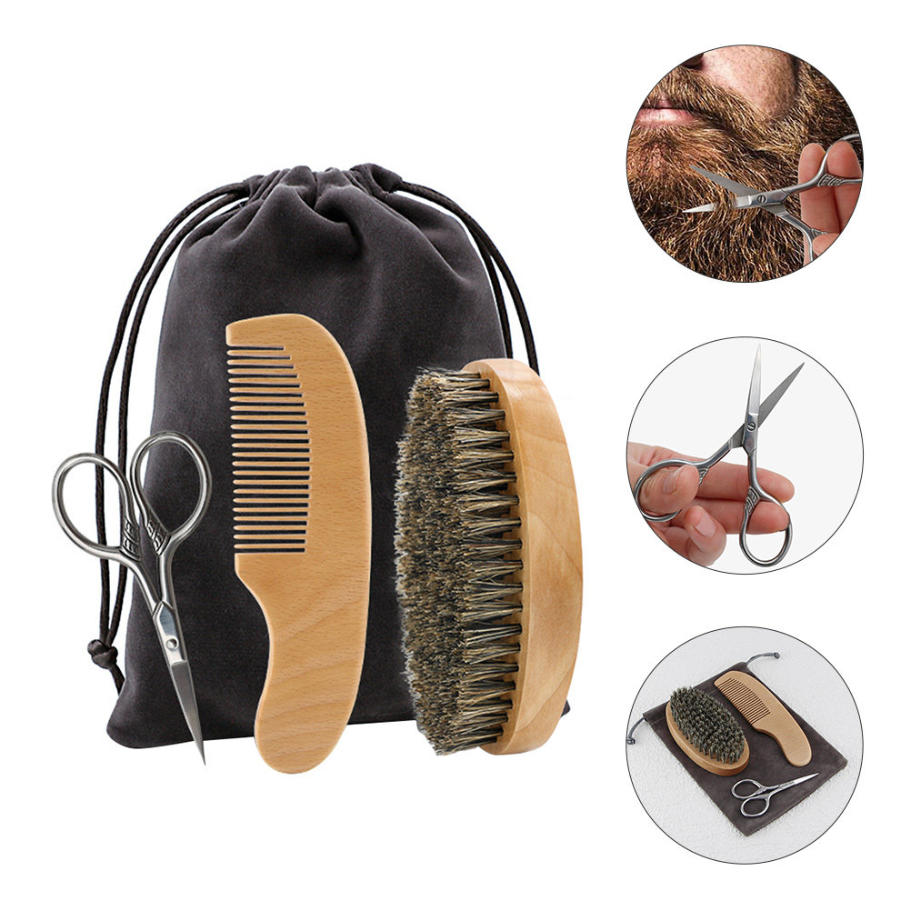 Men'S Grooming Brush - 1Set Professional Beard Care Set for