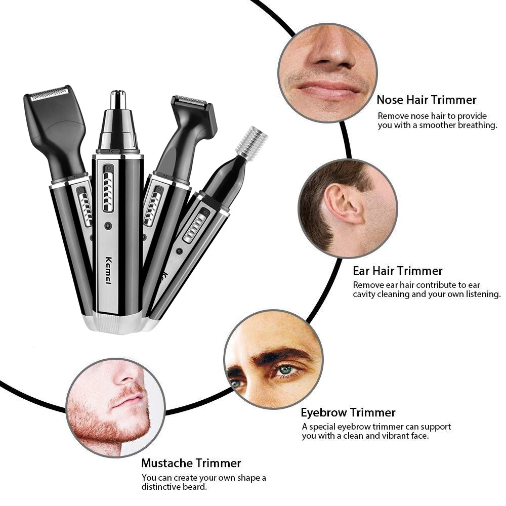 Kemei 4 in 1 trimmer for men E - Men'S Grooming Nose And Ear 评论和价格
