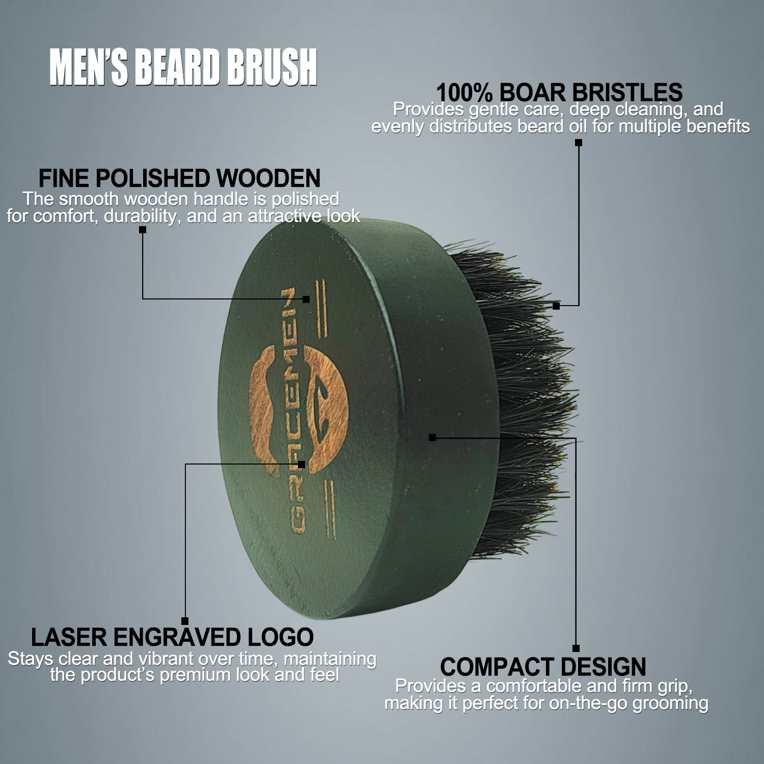 Round Beard Brush for Men – 10 - Men'S Grooming Brush 评论和价格