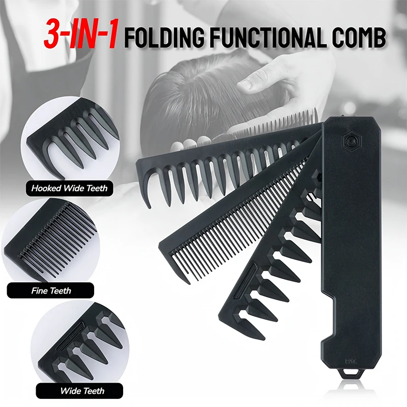 3-in-1 Folding Beard Comb for  - Men Grooming Hygiene 评论和价格