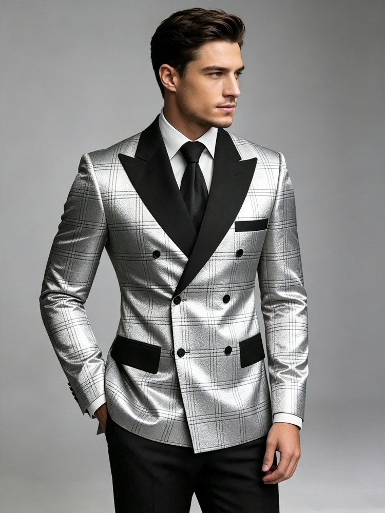 Men Shiny Silver Plaid Double  - Jack Men'S Grooming 评论和价格