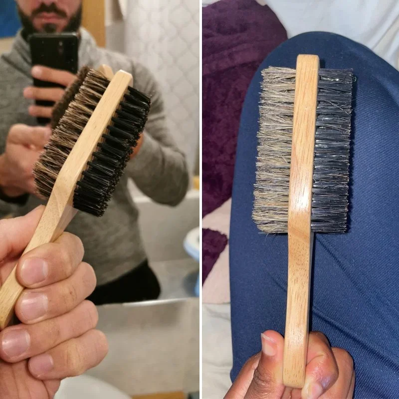 Beard Brush with Natural Woode - Men Grooming Hygiene 评论和价格
