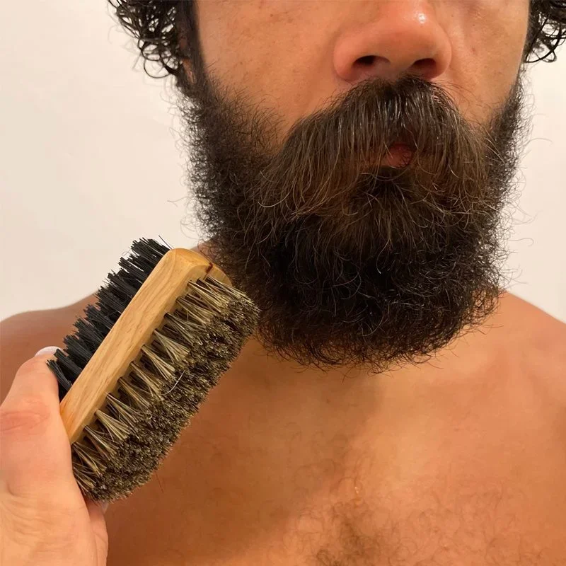 Beard Brush with Natural Woode - Men Grooming Hygiene 评论和价格