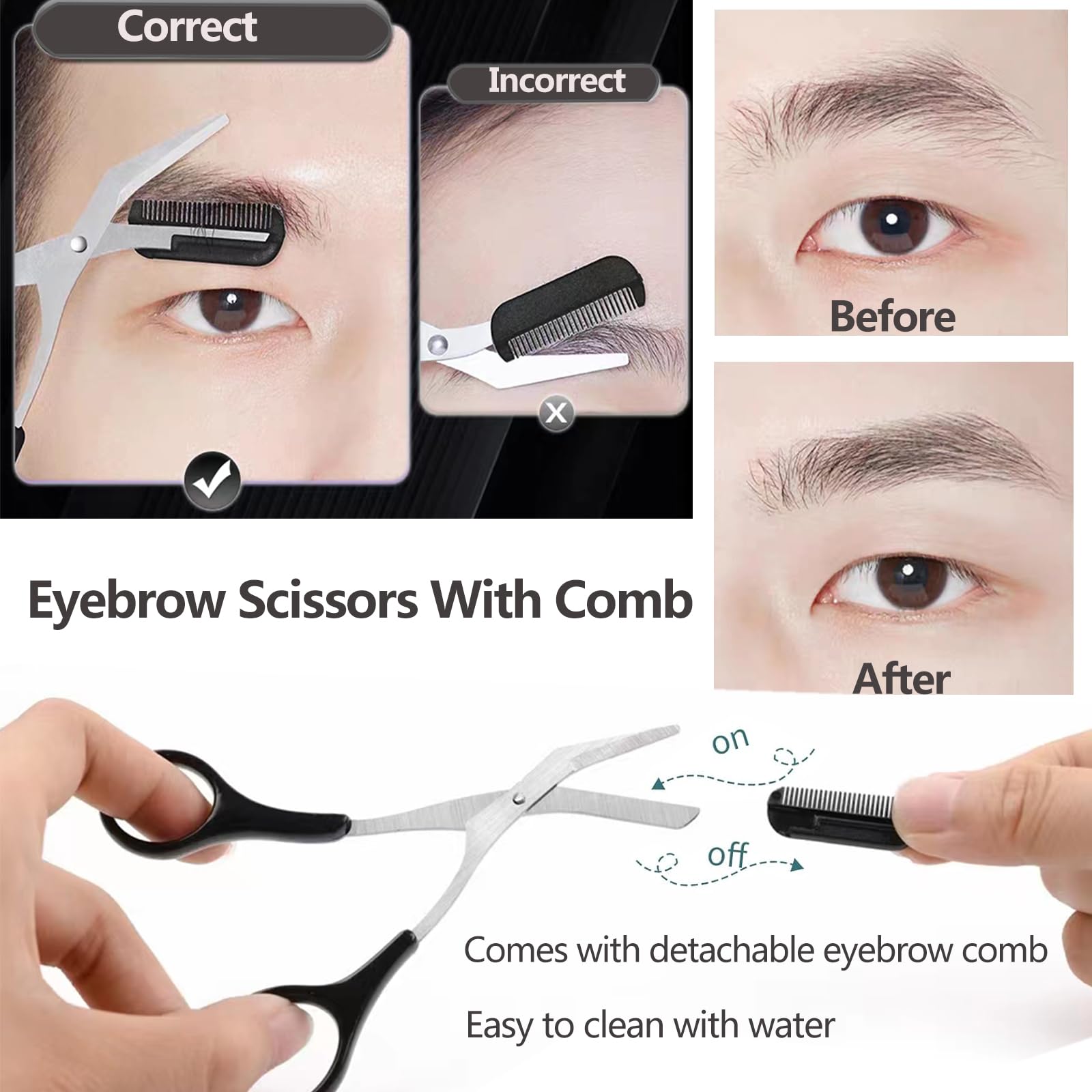 Eyebrow Scissors with Comb Fac - Grooming Men'S Eyebrows 评论和价格
